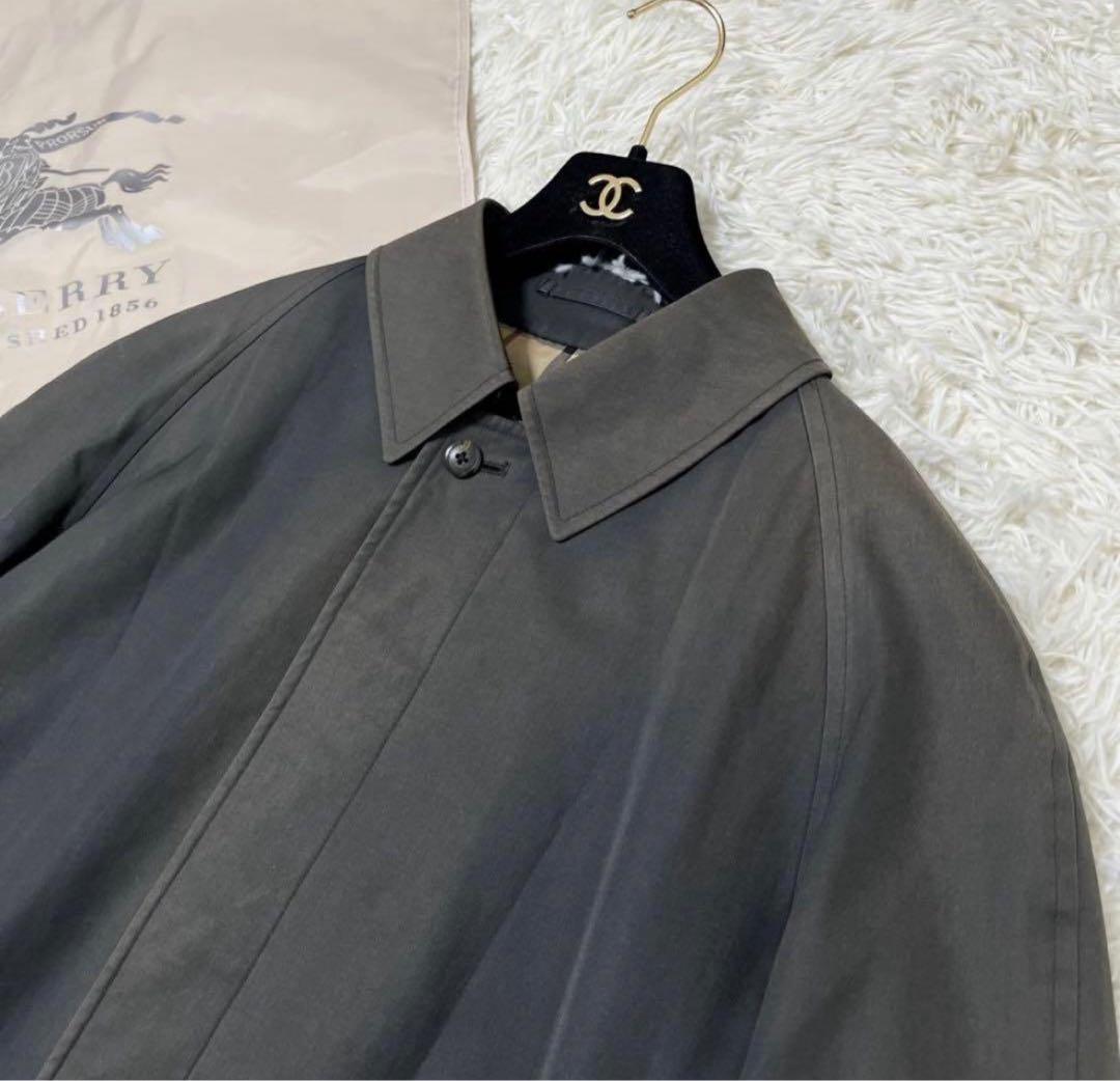 バーバリーロンドン　ステンカラーコート　ノバチェック　フェード感　ブラック　L