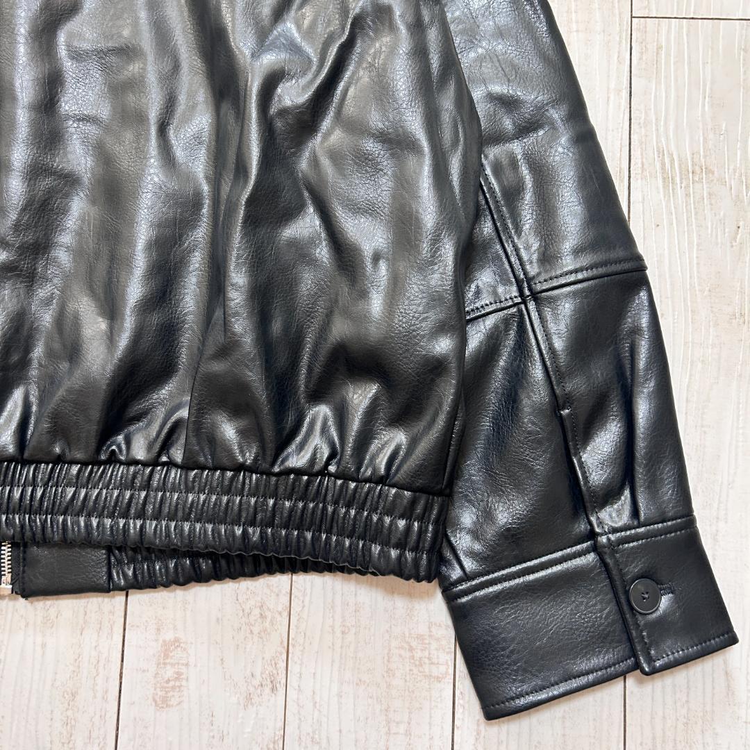 未使用品 ZARA ザラ フェイクレザー ボンバージャケット ブラック Lサイズ