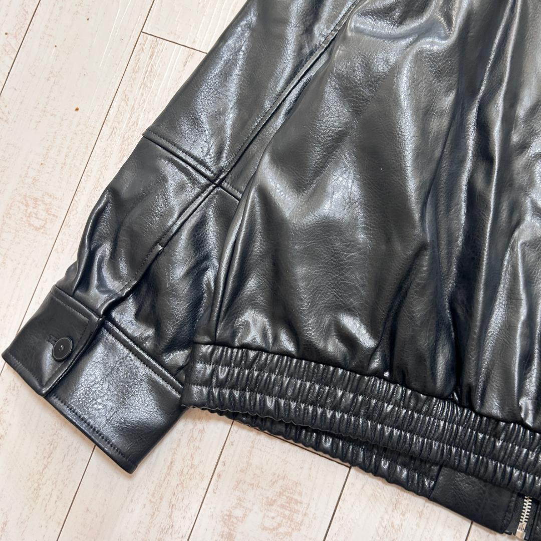 未使用品 ZARA ザラ フェイクレザー ボンバージャケット ブラック Lサイズ