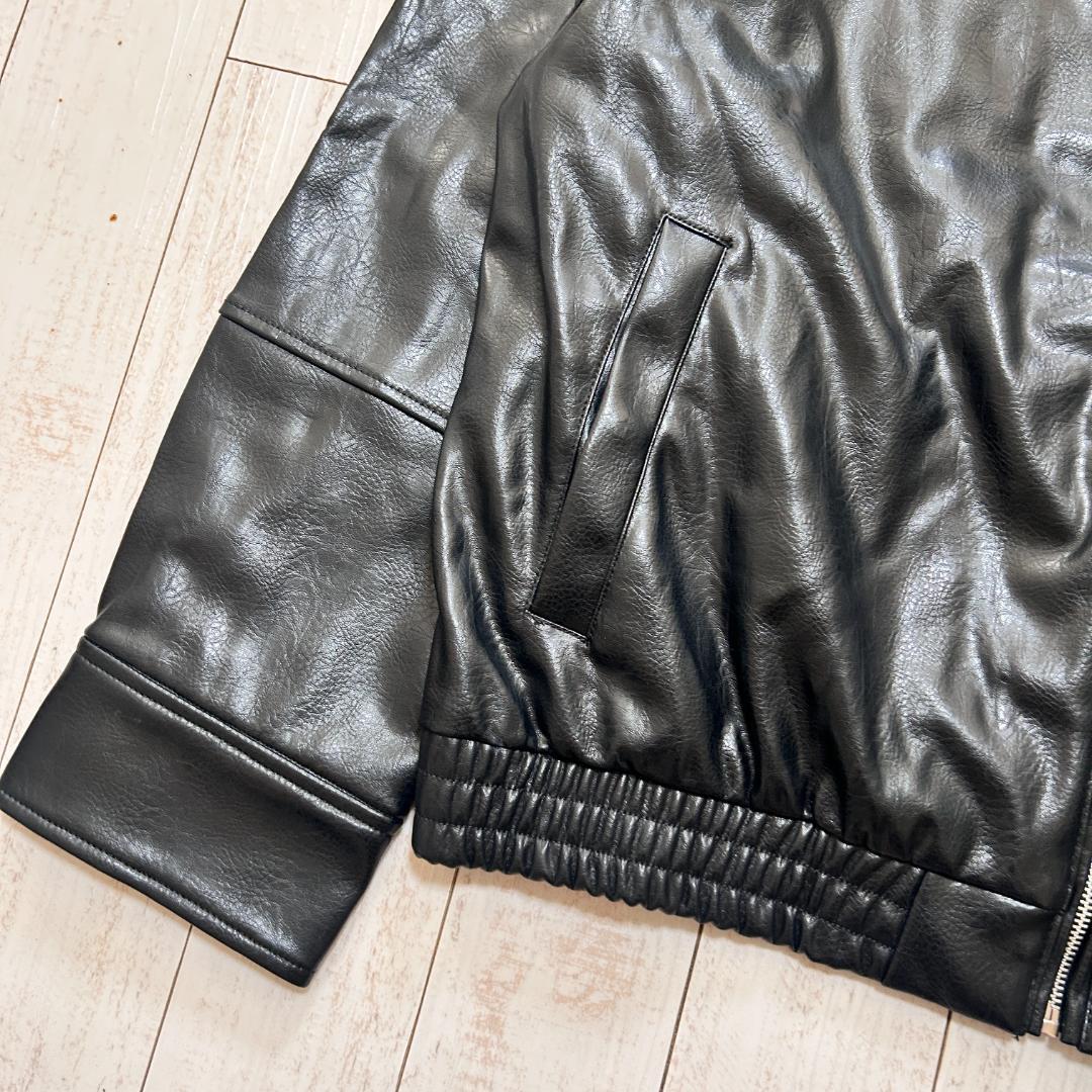 未使用品 ZARA ザラ フェイクレザー ボンバージャケット ブラック Lサイズ