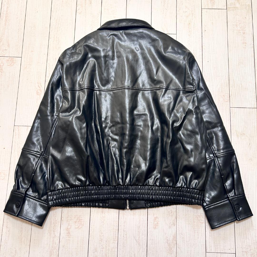 未使用品 ZARA ザラ フェイクレザー ボンバージャケット ブラック Lサイズ