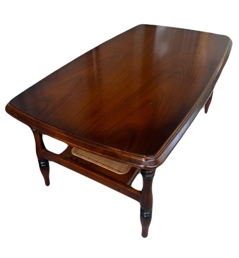 カリモク センターテーブル ローテーブル コロニアル ラタン棚