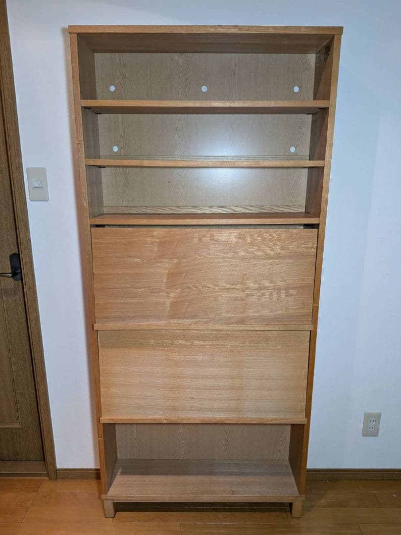 《送料込》無印 木製シェルフミドルタイプ 21 本棚廃盤 木製棚 タモ材