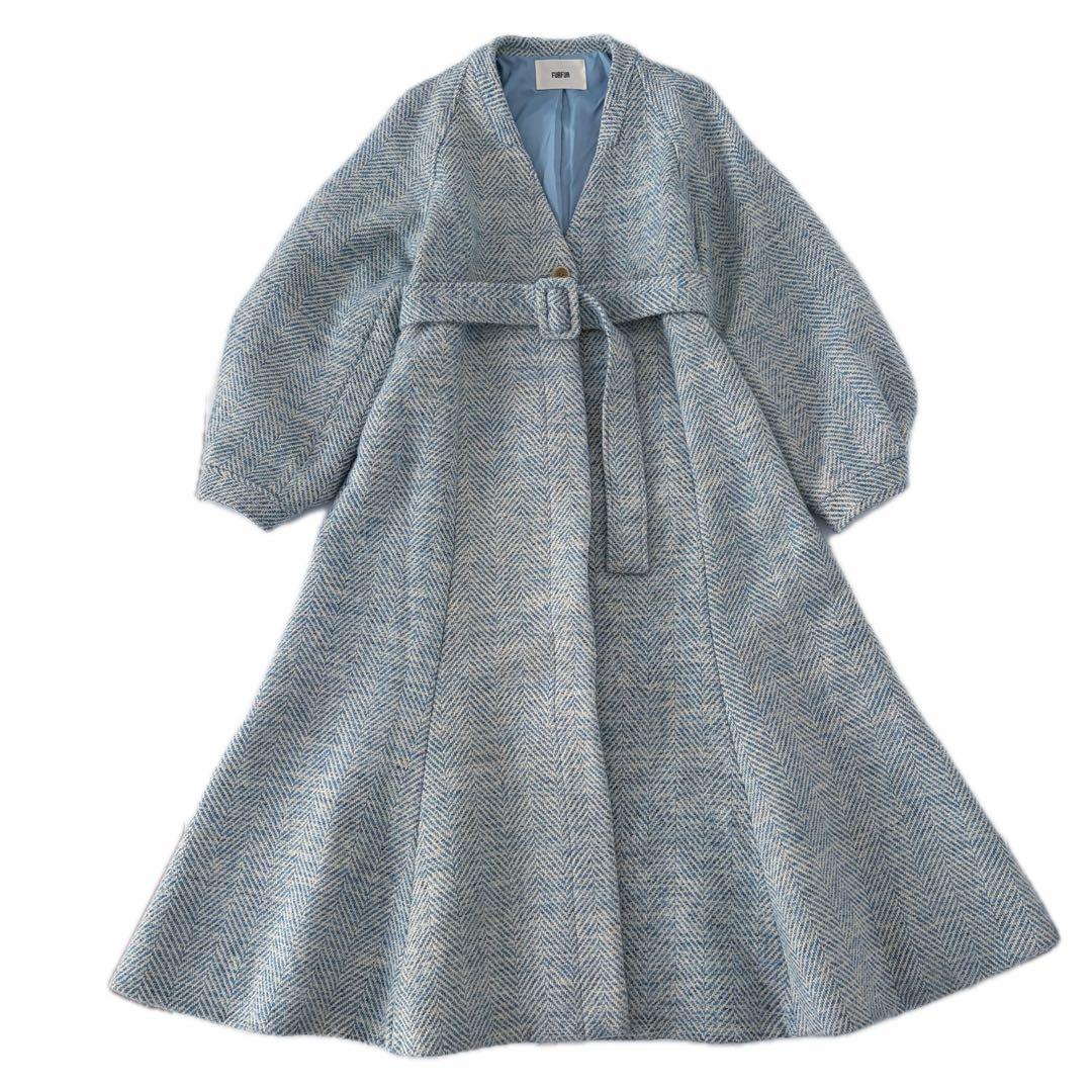 FURFUR / ウールミックスツイードノーカラーコート ロングコート