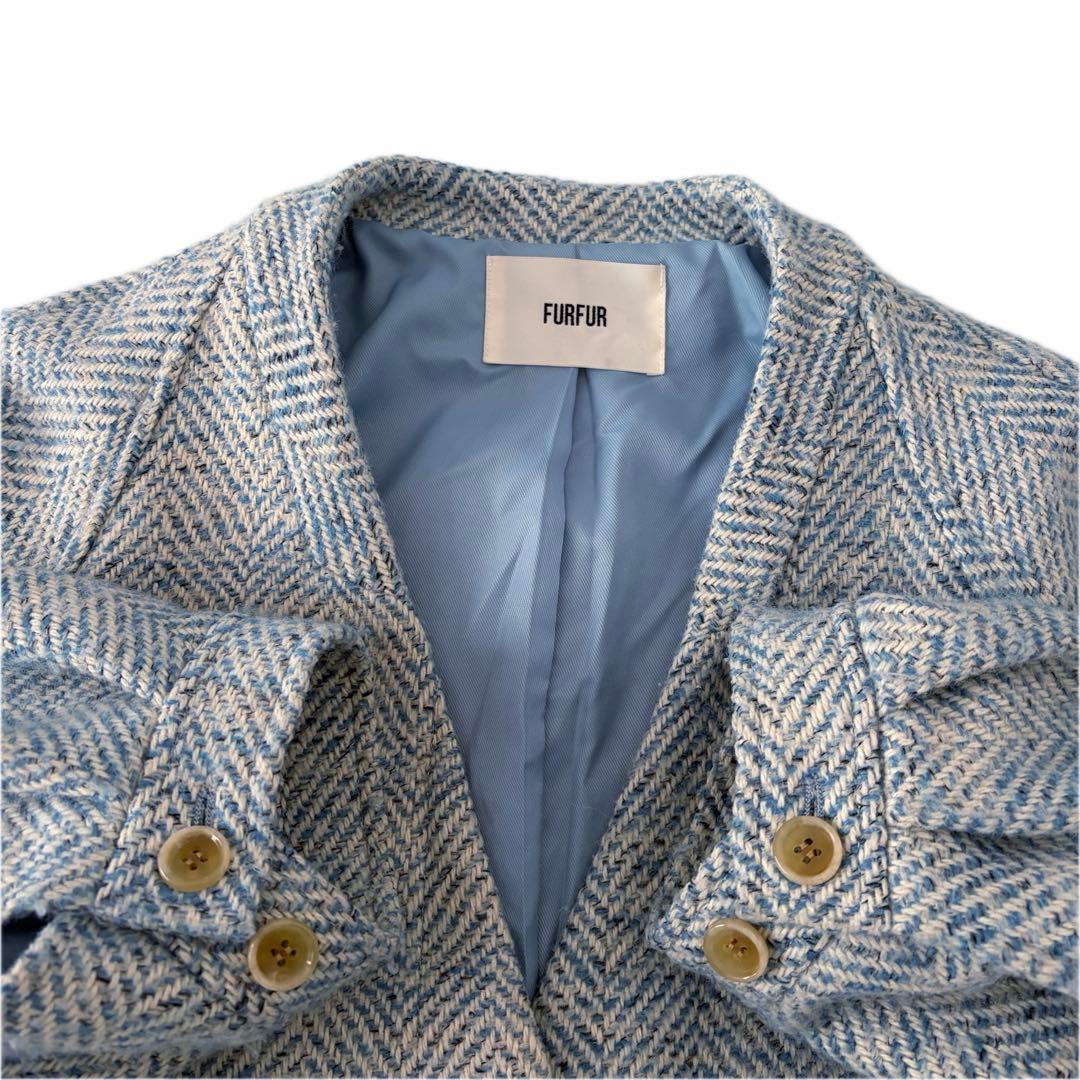 FURFUR / ウールミックスツイードノーカラーコート ロングコート