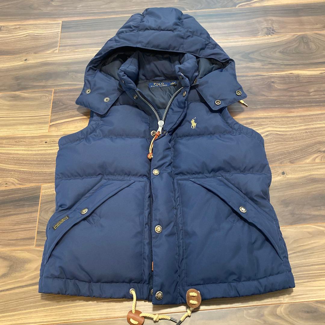 【新品】 ポロラルフローレン ダウンベスト　S ネイビー　フード付き