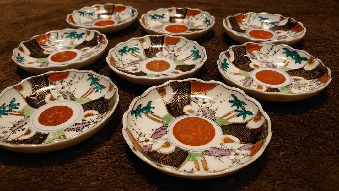 古伊万里　伊万里　色絵　金襴手　豆皿　８客