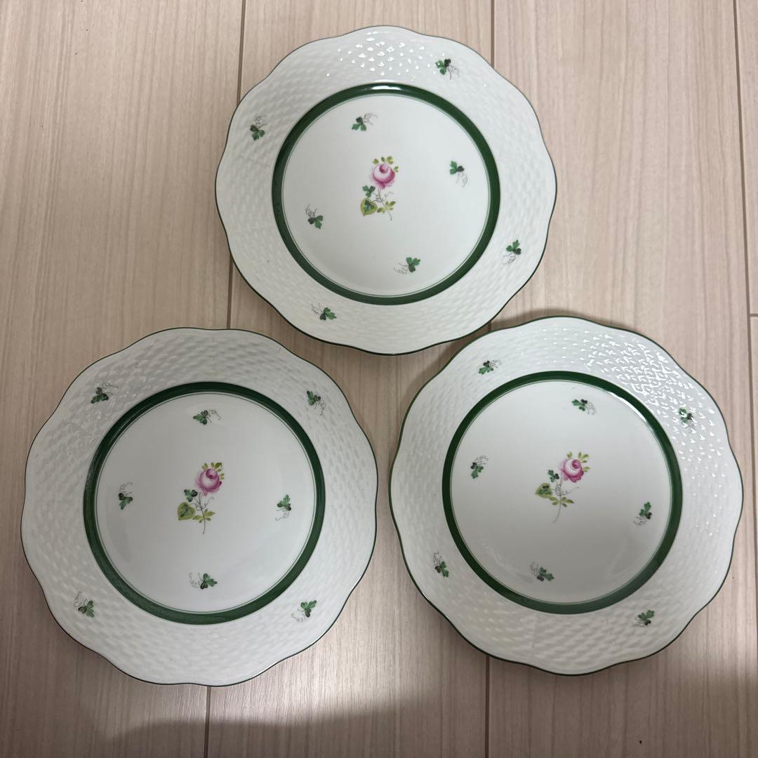 Herend ヘレンド ウィーンの薔薇 プレート 3枚セット