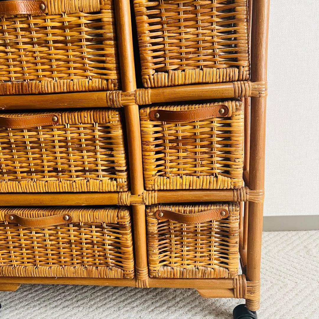 籐家具 収納ランタチェスト 昭和レトロ インテリア 棚 ラック 藤 アンティーク