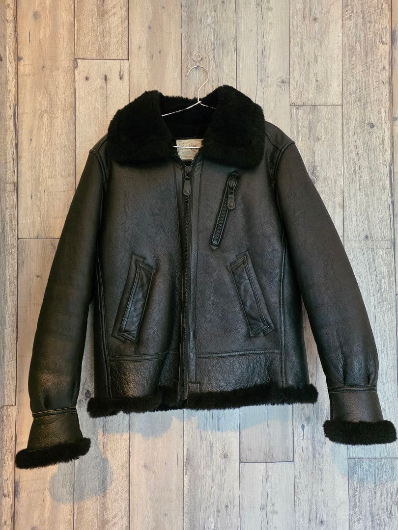 ​【極美品】AVIREX B-3 ムートンジャケット 黒 Lサイズ 羊革