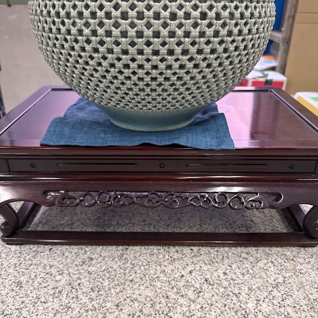 陶器 花瓶 花器 台付 置物 インテリア アンティーク ツボ 小物 格安