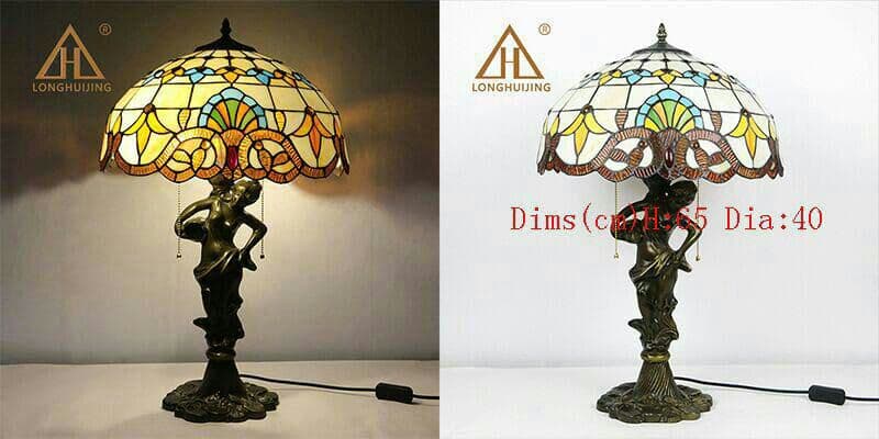 ティファニースタイルテーブルランプ電気スタンドガラスランプ\r バロックの女神0