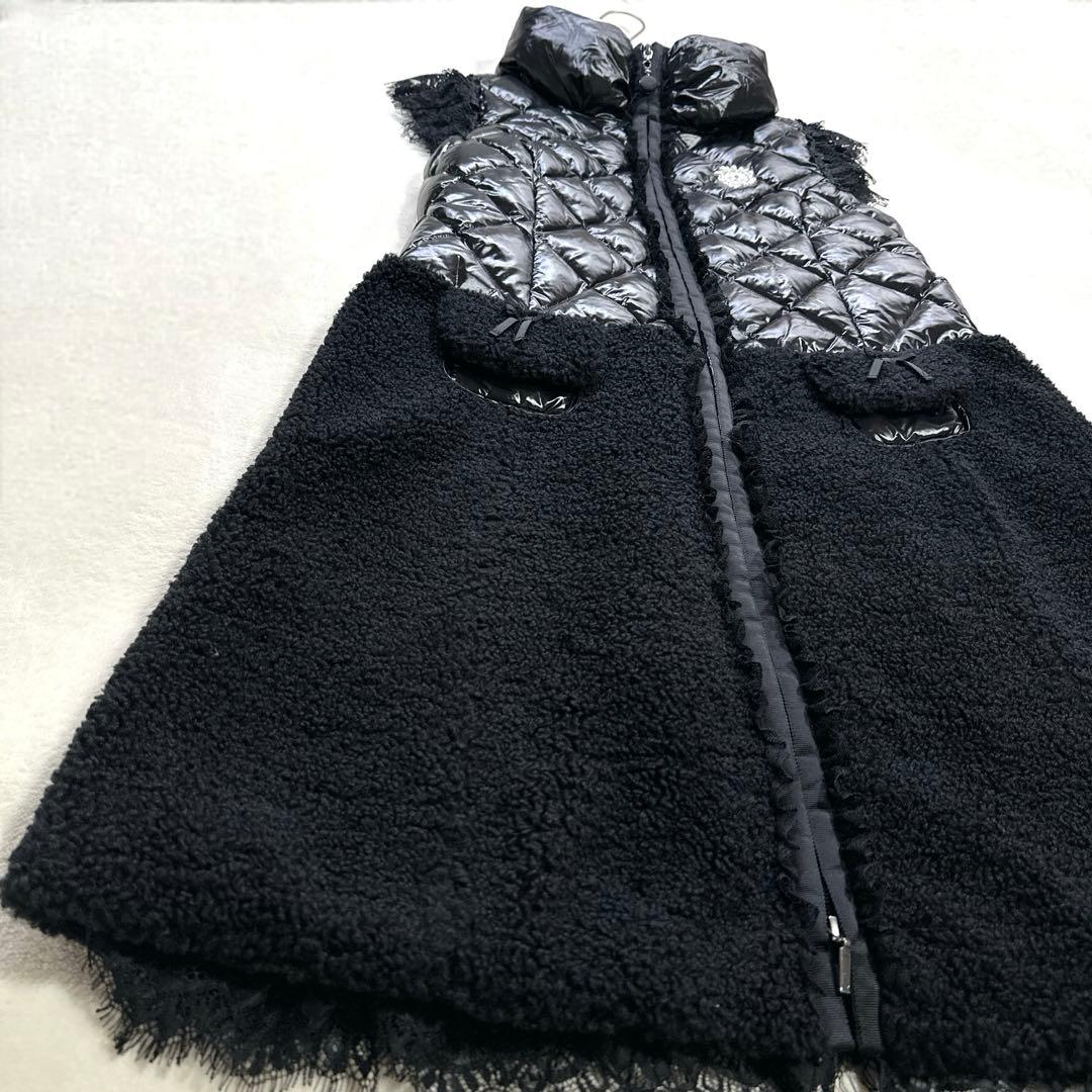 極美品 スーパービューティ ダウンコート ロングジレ 異素材ドッキング ボア