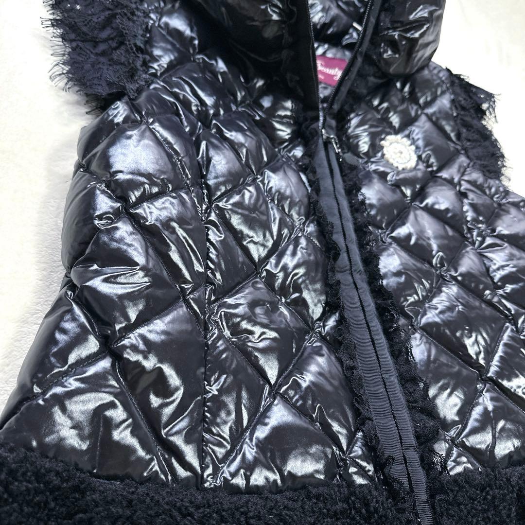 極美品 スーパービューティ ダウンコート ロングジレ 異素材ドッキング ボア