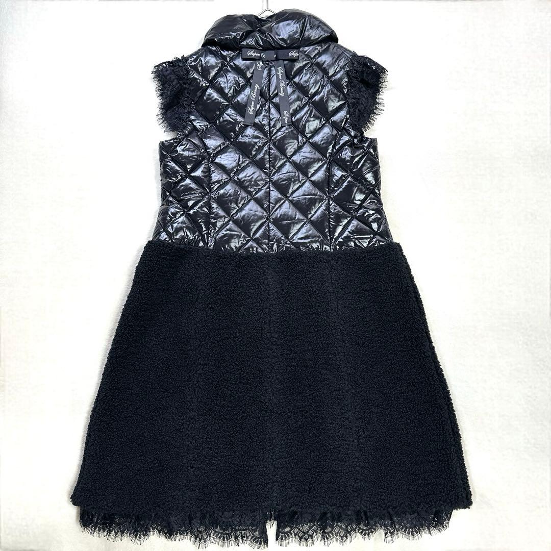 極美品 スーパービューティ ダウンコート ロングジレ 異素材ドッキング ボア