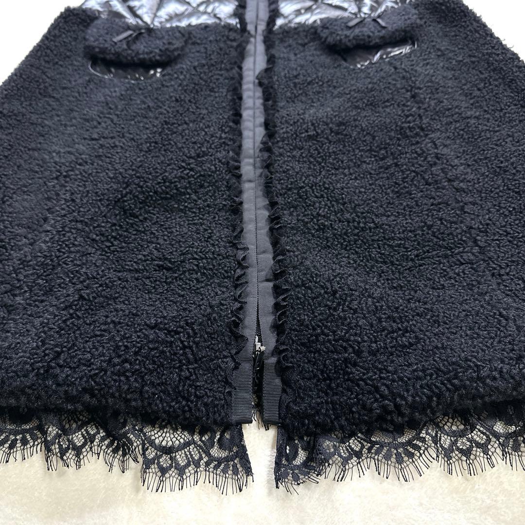 極美品 スーパービューティ ダウンコート ロングジレ 異素材ドッキング ボア