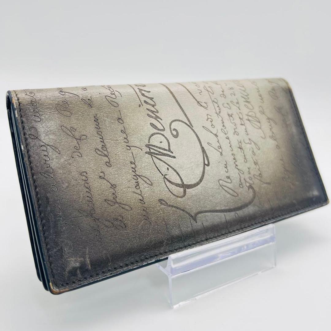 ベルルッティ カリグラフィ　小銭入れあり 長財布 カーキ　ブラック レザー