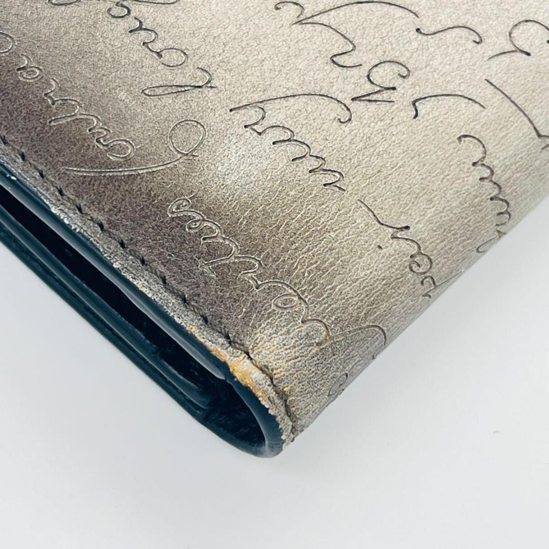 ベルルッティ カリグラフィ　小銭入れあり 長財布 カーキ　ブラック レザー