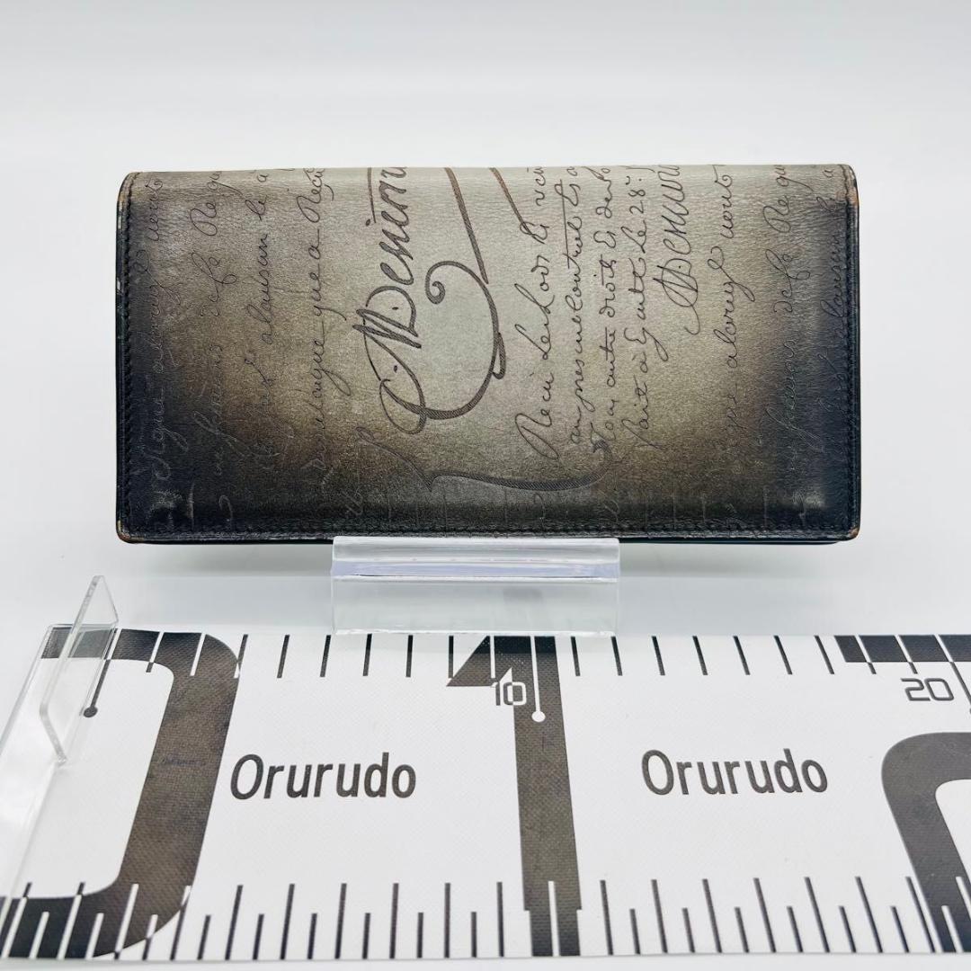 ベルルッティ カリグラフィ　小銭入れあり 長財布 カーキ　ブラック レザー