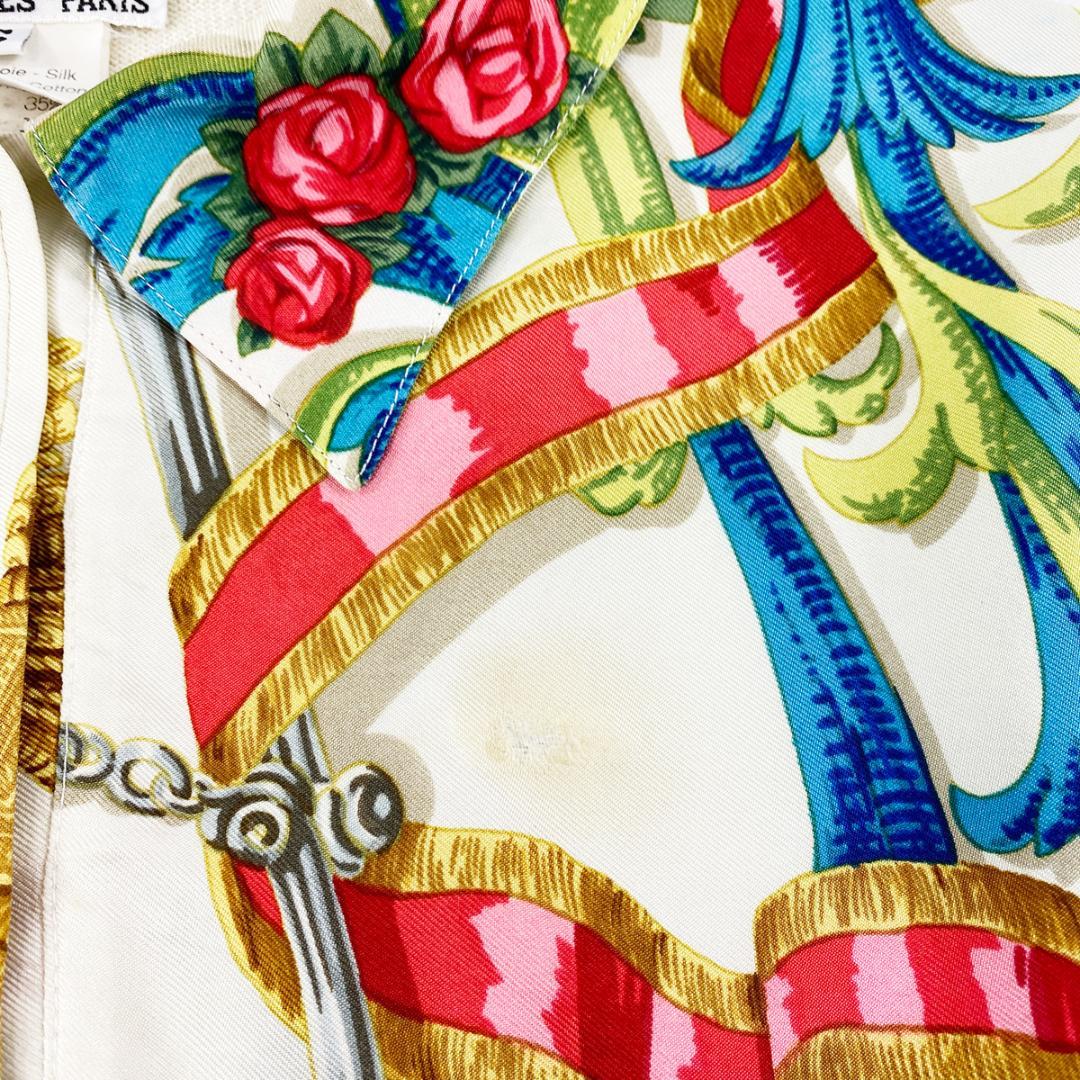 ★激レア/高級生地★ HERMES エルメス シルク切り替えカシミヤ ニット S