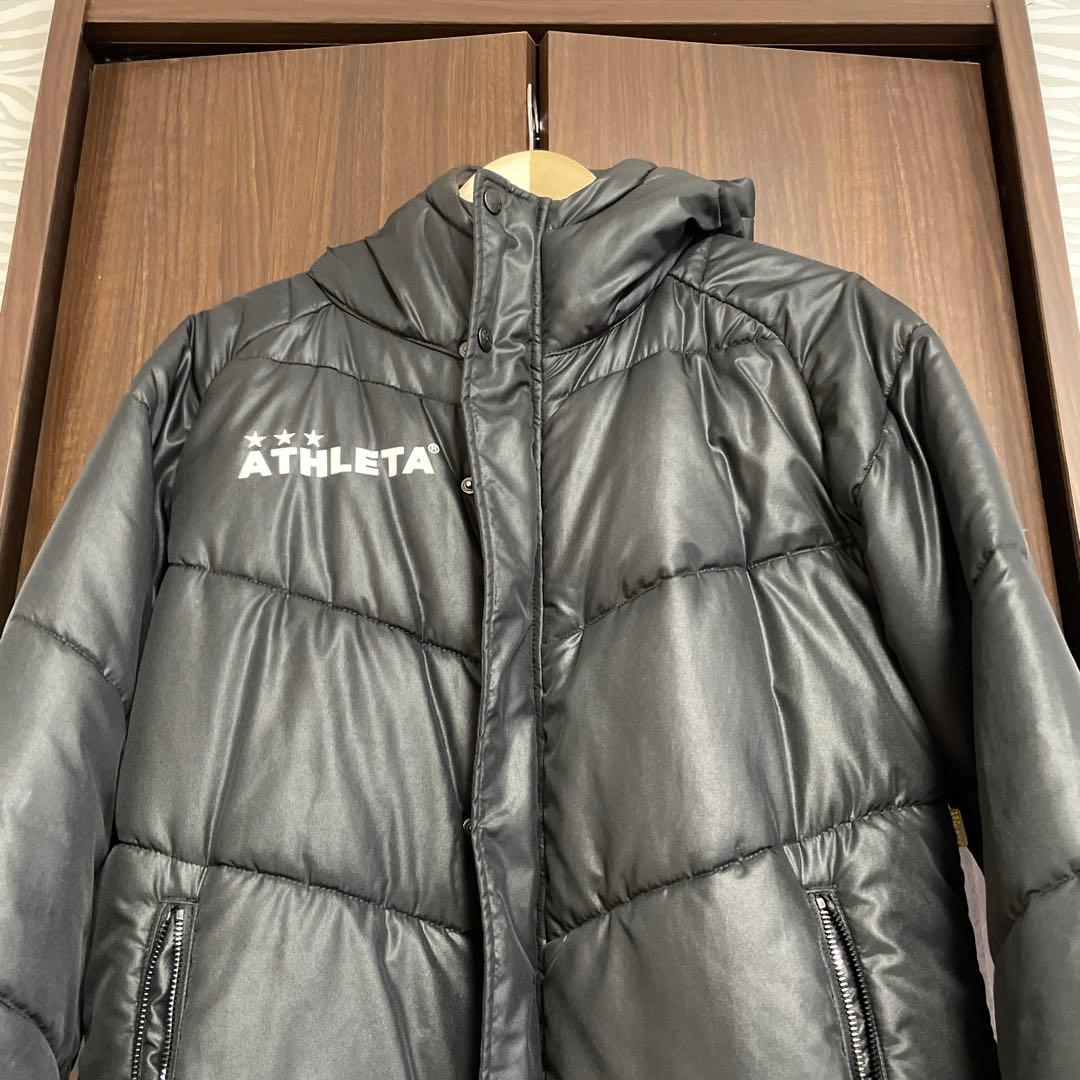 ATHLETA フード付き ブラック ベンチコート ダウンジャケット