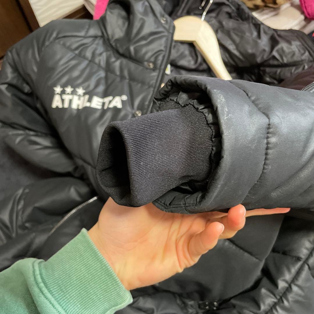 ATHLETA フード付き ブラック ベンチコート ダウンジャケット