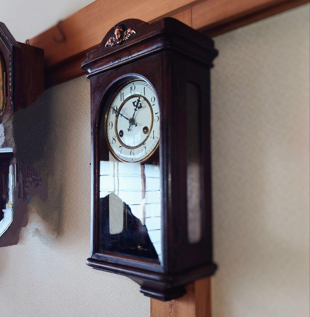 〈完動・美品〉精工舎　琺瑯文字盤スリゲル小角丸座敷ゼンマイ振り子掛け時計