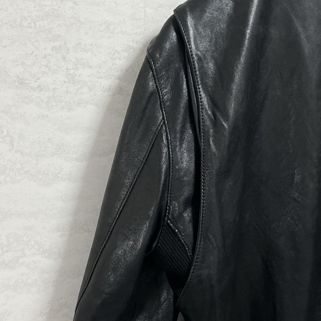 美品『グラム』シングルライダースレザージャケット 羊革 ベルト ダブルジップ 黒