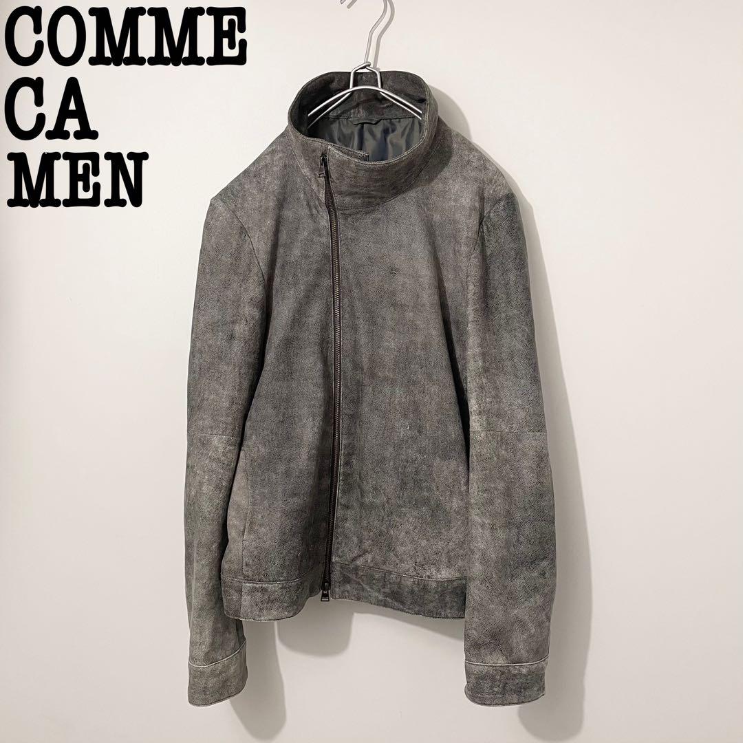 COMME CA MEN レザー ブルゾン ジャケット デニム デザイン 羊革