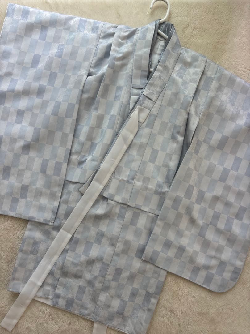 被布着 白・水色チェック 七五三　3歳男の子