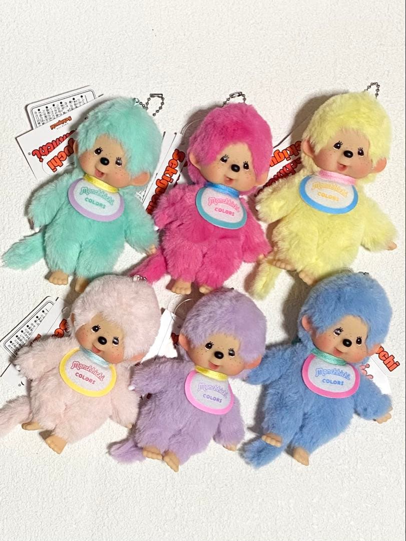 タイムセール【６体】モンチッチCOLORS キーチェーン ピンク パープル