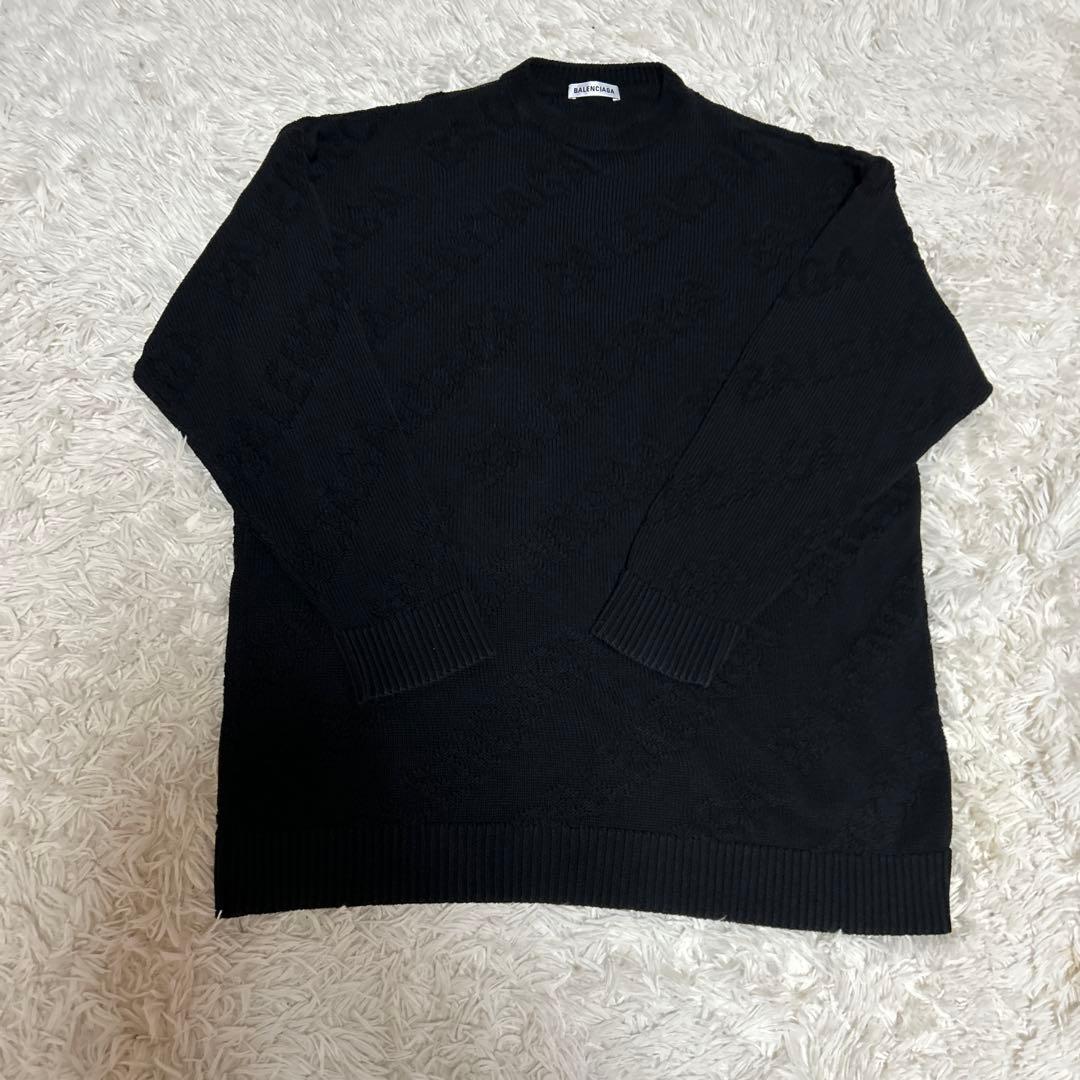 【美品正規品】BALENCIAGA バレンシアガ ロゴジャガードニット