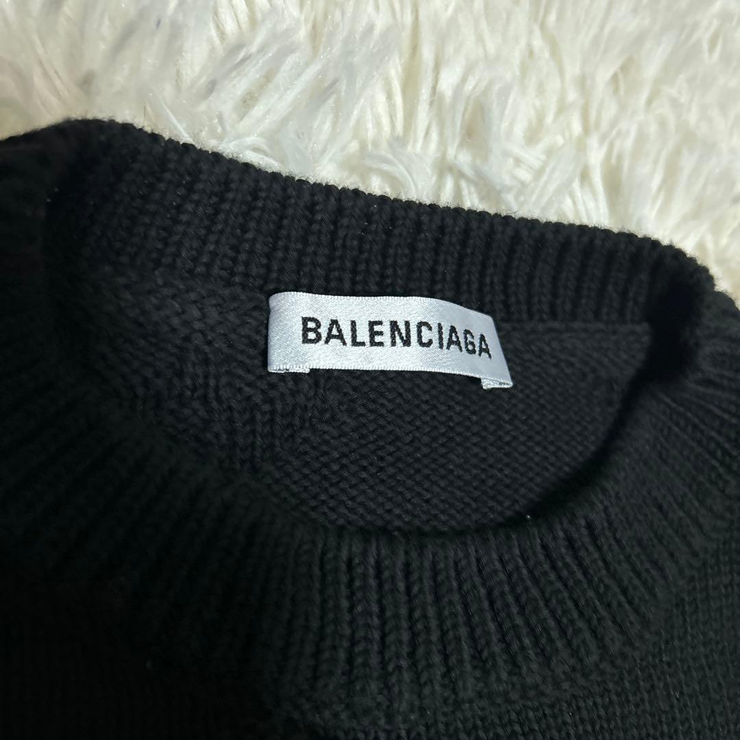【美品正規品】BALENCIAGA バレンシアガ ロゴジャガードニット