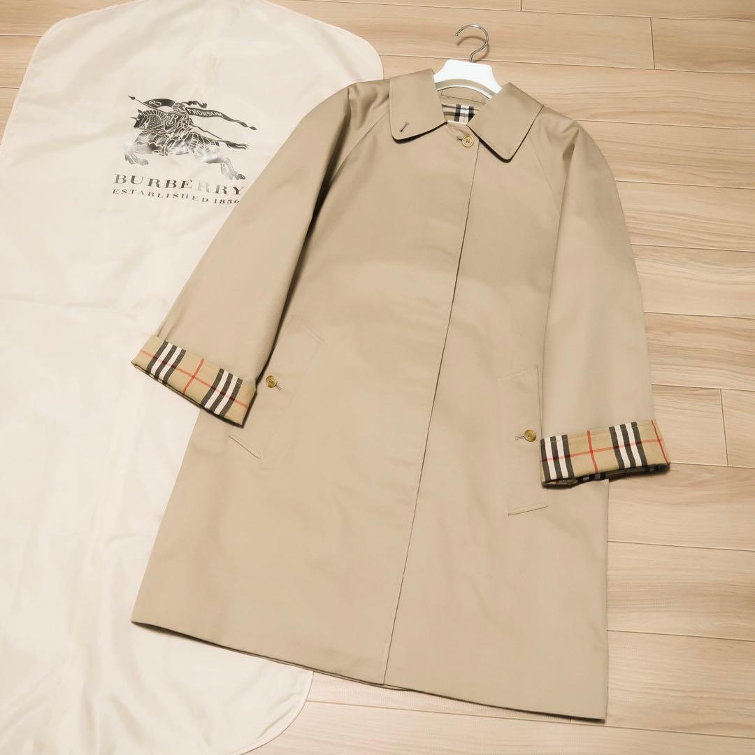 極上 ビンテージ バーバリー ステンカラーコート BURBERRY 襟裏チェック