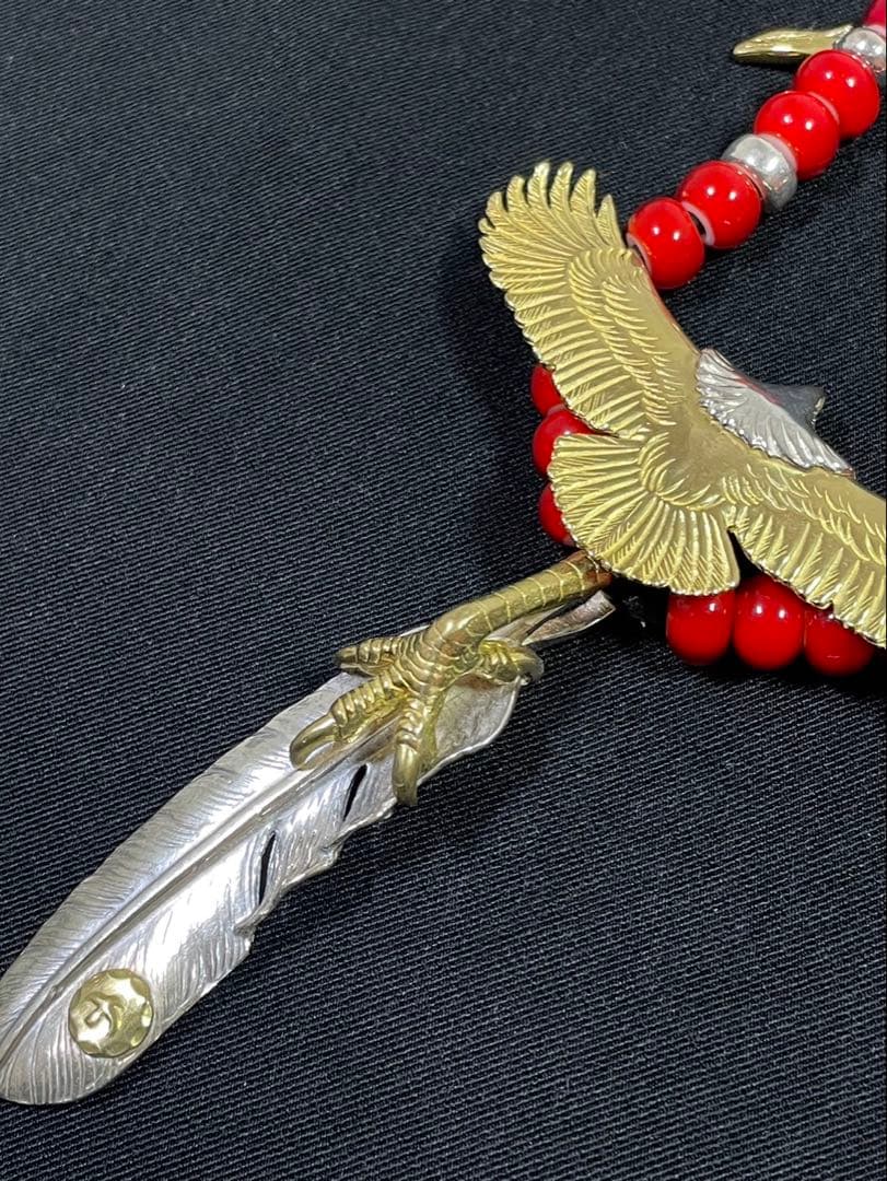 【美品】中イーグル　金爪フェザー　イーグルビーズセット