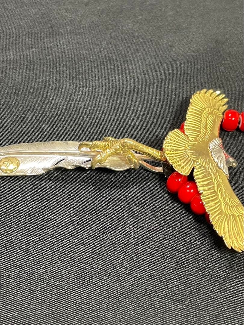 【美品】中イーグル　金爪フェザー　イーグルビーズセット
