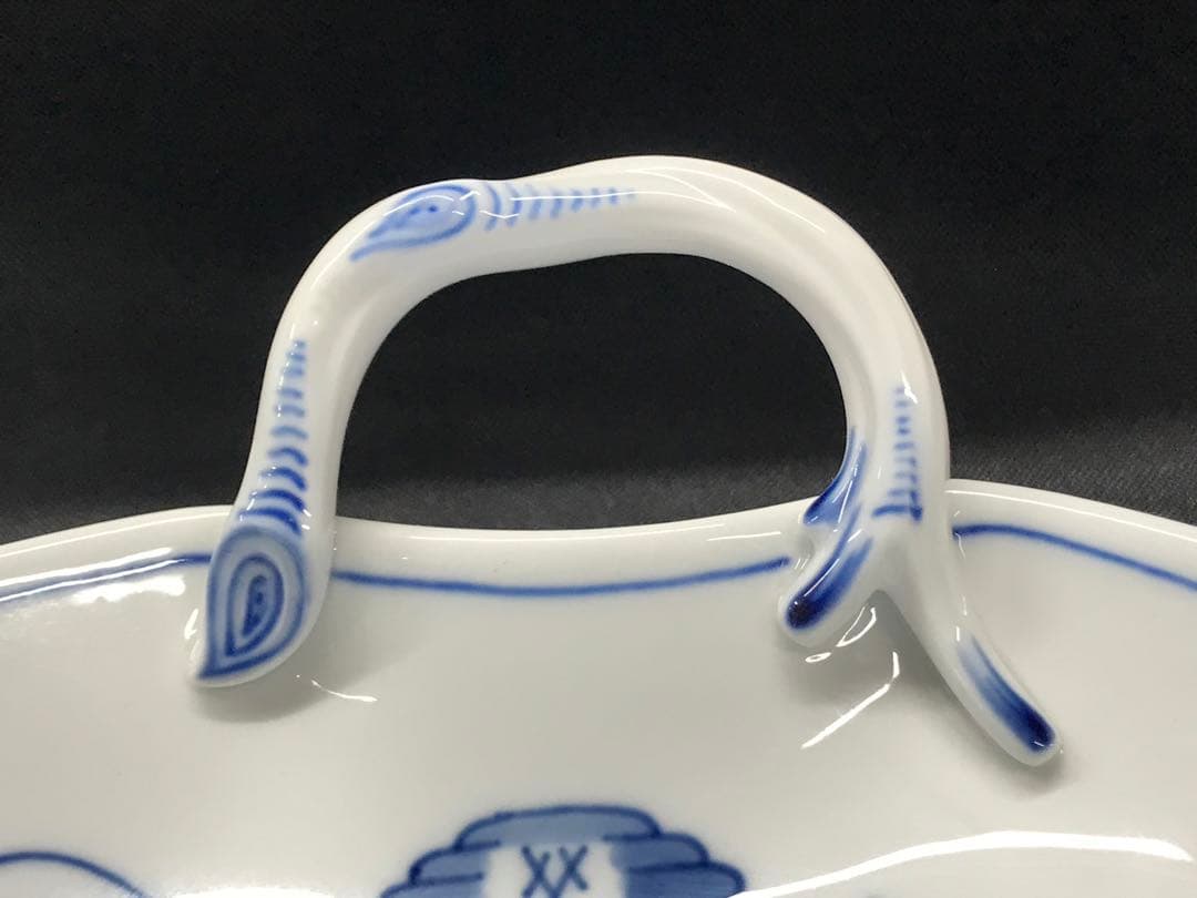 【美品】meissen マイセン　ブルーオニオン　リーフディッシュ　プレート