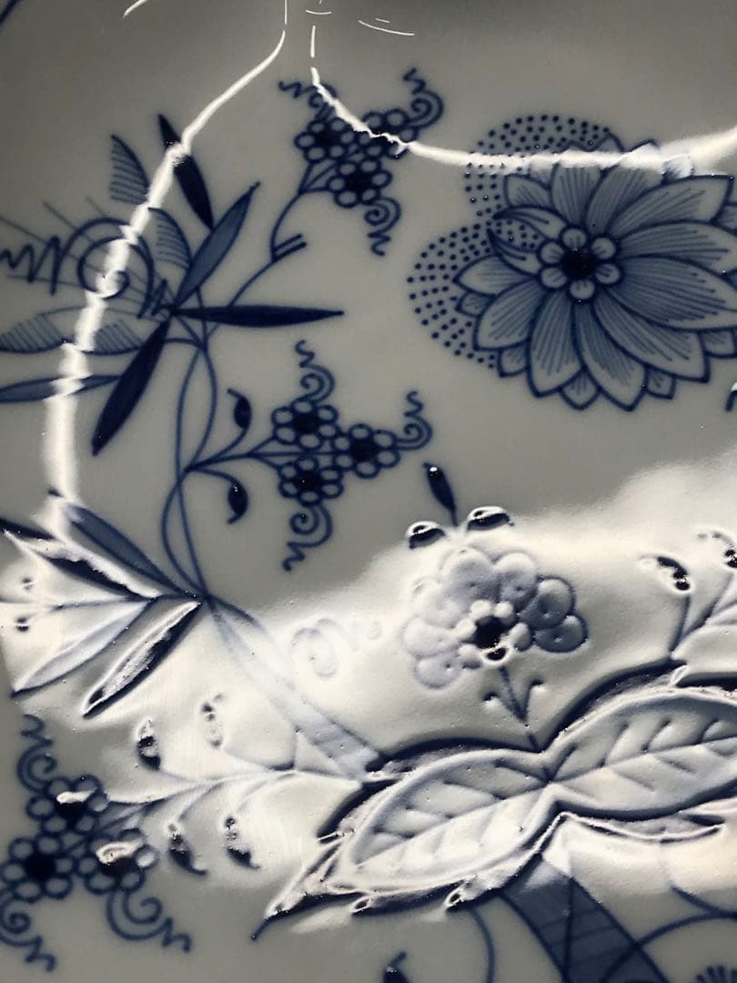 【美品】meissen マイセン　ブルーオニオン　リーフディッシュ　プレート