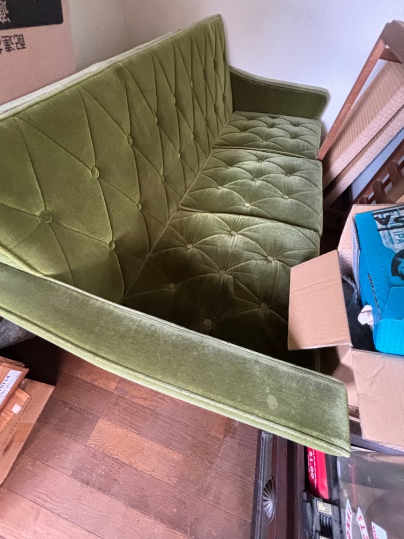 カリモク60 ロビーチェア　モケットグリーン　3シーター