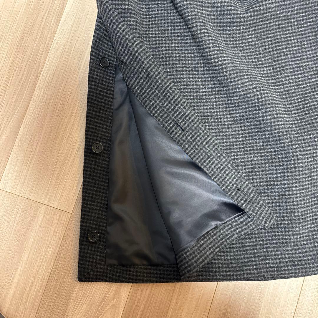 ジャーナルスタンダード　コート　S140メリノウール　チェック　黒　グレー　L