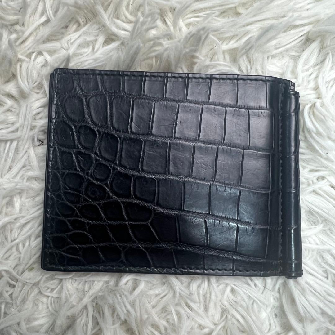 ボッテガヴェネタ　マネークリップ　クロコダイル　黒　ブラック リアルレザー
