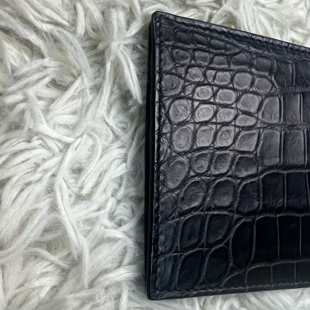 ボッテガヴェネタ　マネークリップ　クロコダイル　黒　ブラック リアルレザー