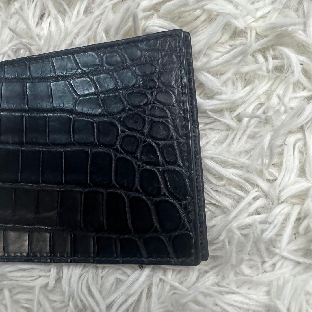 ボッテガヴェネタ　マネークリップ　クロコダイル　黒　ブラック リアルレザー