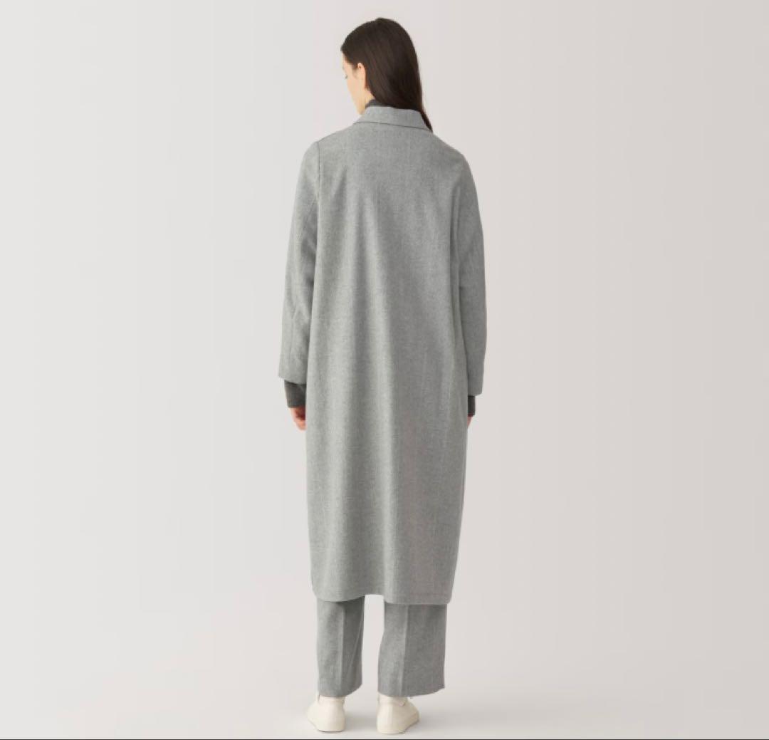 muji labo ムジラボ ウール混ロングコート Mグレー