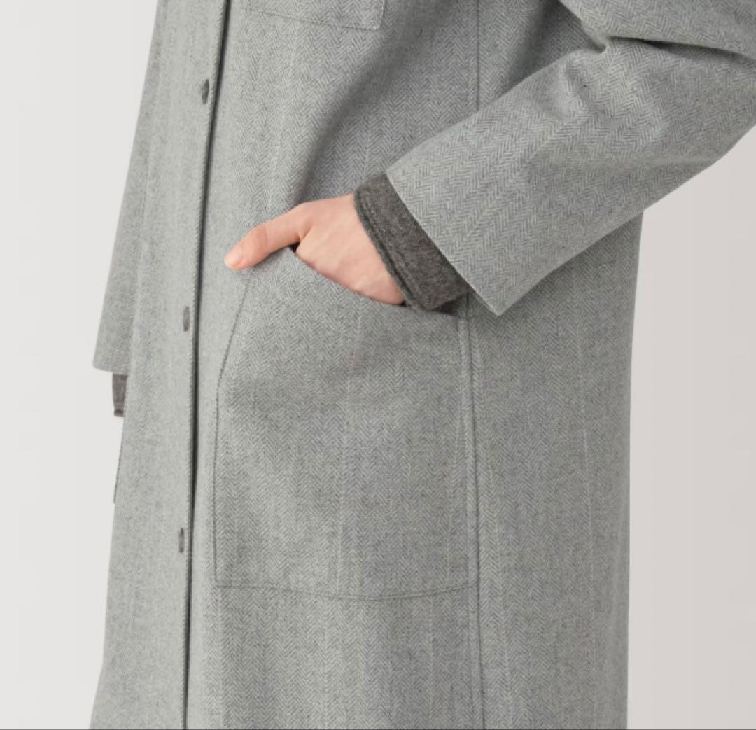 muji labo ムジラボ ウール混ロングコート Mグレー