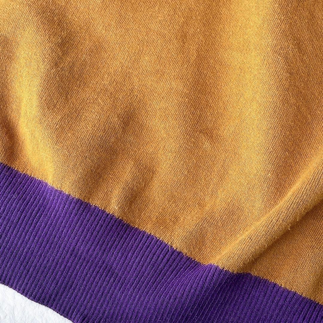 CABaN バイカラーVネックカーディガン M キャメル×パープル 定番人気