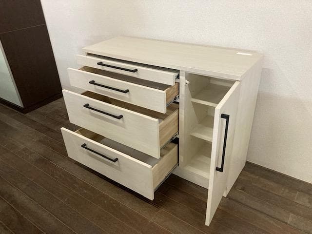 カウンター　キッチン　国産　レンジ台　収納　ホワイト　120　新品