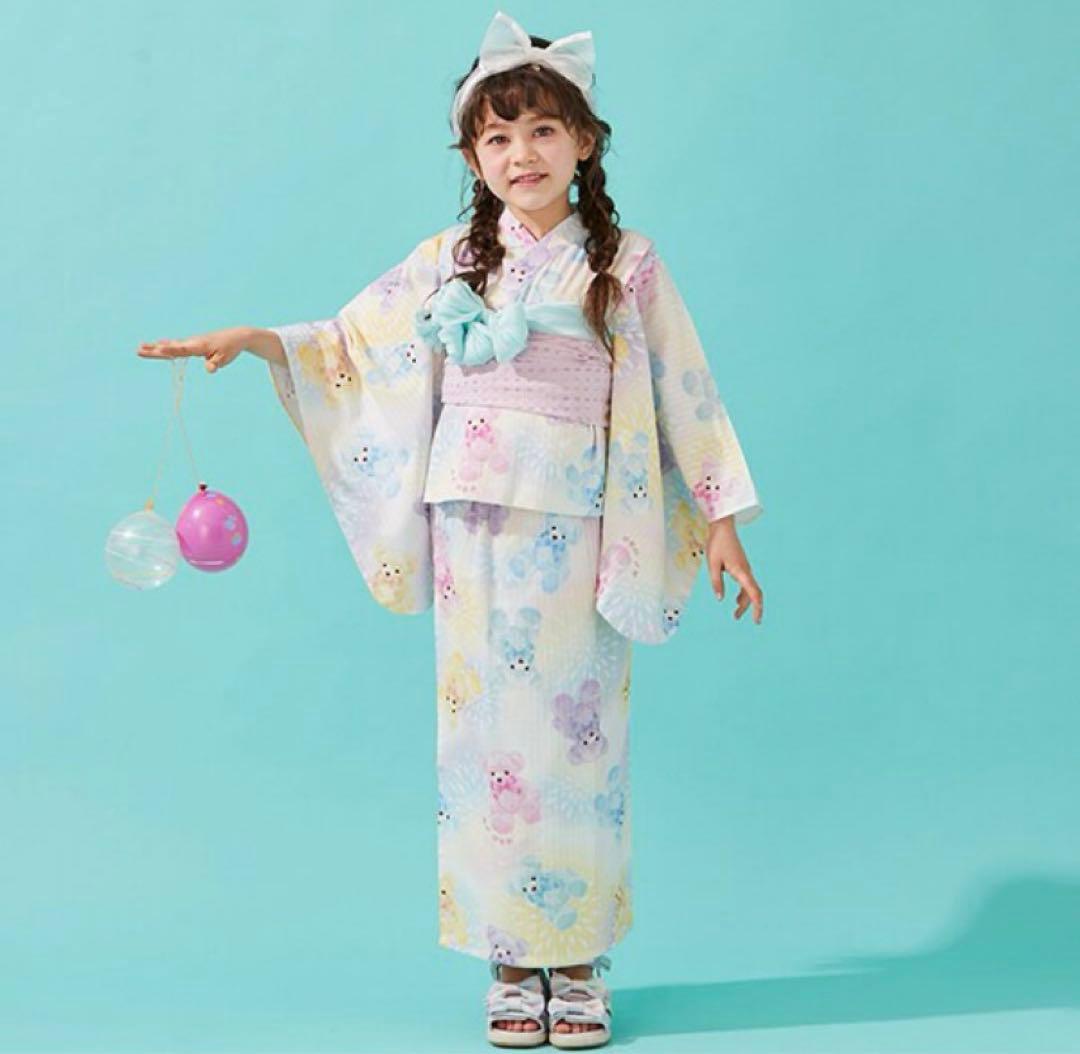 【美品】メゾピアノ マルチクマ　浴衣 130センチ
