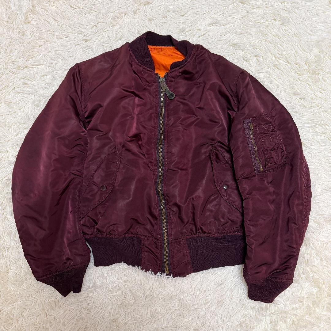 【レア】希少カラー★80s旧タグ USA製 ALPHA MA-1 ボルドー M