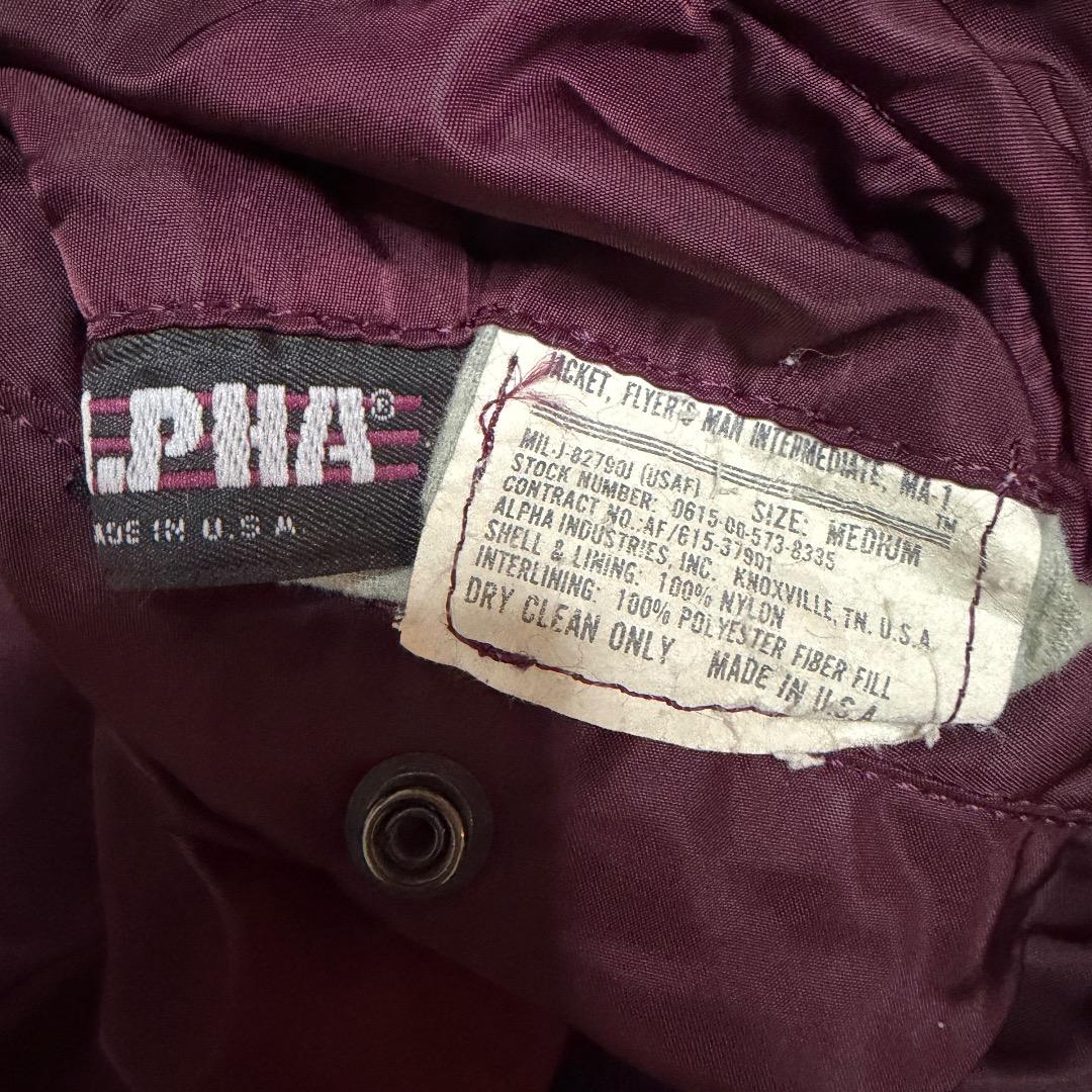 【レア】希少カラー★80s旧タグ USA製 ALPHA MA-1 ボルドー M